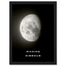 Artery8 Phases of the Moon Astronomy Waning Gibbous Lunar Space Poster Artwork Framed Wall Art Print A4 in Black - thumbnail 1