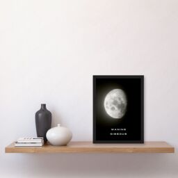 Artery8 Phases of the Moon Astronomy Waning Gibbous Lunar Space Poster Artwork Framed Wall Art Print A4 in Black - thumbnail 2