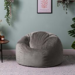 icon Kingston Classic Velvet Bean Bag Chair Ochre Yellow Bean Bags in Charcoal