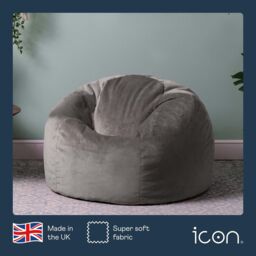 icon Kingston Classic Velvet Bean Bag Chair Ochre Yellow Bean Bags in Charcoal - thumbnail 5