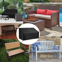 VOGREX Outdoor Garden Bench Seat Cover For Furniture 4 Seat (190x66x89cm) in Black - Size: 190 x 66 x 89 cm - thumbnail 5