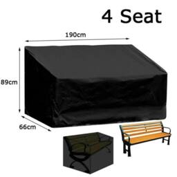 VOGREX Outdoor Garden Bench Seat Cover For Furniture 4 Seat (190x66x89cm) in Black - Size: 190 x 66 x 89 cm - thumbnail 2