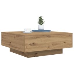 Berkfield Home Coffee Table with LED Lights Artisan Oak 80x80x31 cm in Brown - Size: 80 x 80 x 31 cm - thumbnail 3