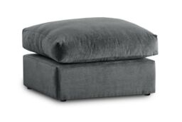 Furniture 786 Plush Fabric Footstool in Grey - thumbnail 1