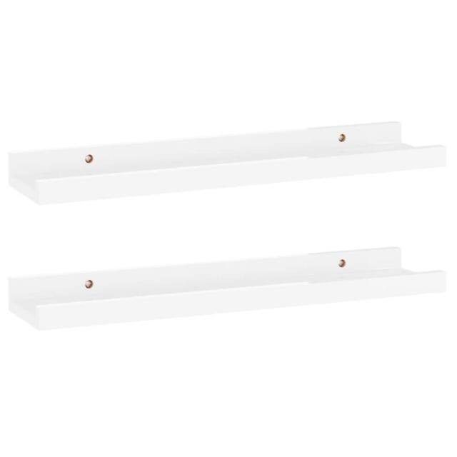 Berkfield Home Wall Shelves 2 pcs High Gloss White 40x9x3 cm - Size: 40 x 9 x 3 cm - image 1