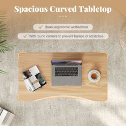 Costway Mobile Standing Desk C-Shaped Sit Stand Desk w/Adjustable Height in Natural - thumbnail 9