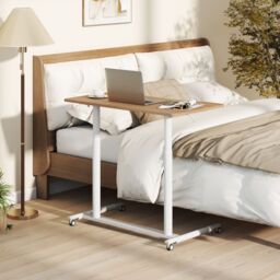 Costway Mobile Standing Desk C-Shaped Sit Stand Desk w/Adjustable Height in Natural - thumbnail 3