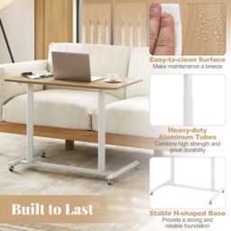 Costway Mobile Standing Desk C-Shaped Sit Stand Desk w/Adjustable Height in Natural - thumbnail 7