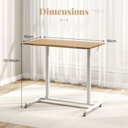 Costway Mobile Standing Desk C-Shaped Sit Stand Desk w/Adjustable Height in Natural - thumbnail 2