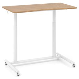 Costway Mobile Standing Desk C-Shaped Sit Stand Desk w/Adjustable Height in Natural - thumbnail 4