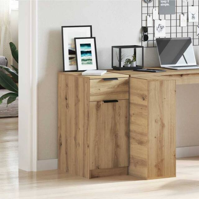 Berkfield Home Decorative Desk Cabinet Artisan Oak 33x50x75 cm Engineered Wood in Brown - Size: 33 x 50 x 75 cm - image 1