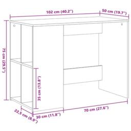 Berkfield Home Decorative Desk Grey Sonoma 102x50x75 cm Engineered Wood - Size: 102 x 50 x 75 cm - thumbnail 9