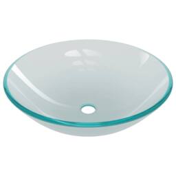 Berkfield Home Bathroom Sink with Tap & Push Drain Frosted Tempered Glass in Clear - thumbnail 6