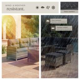 tectake 8 Seater Garden Furniture Set with Cushions, Footstools & Table in Natural - Size: XL - thumbnail 7