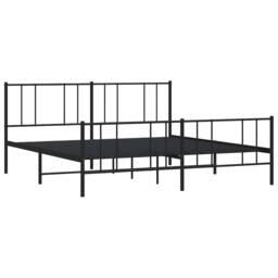 Berkfield Home Metal Bed Frame with Headboard & Footboard Black 193x203 cm - thumbnail 4