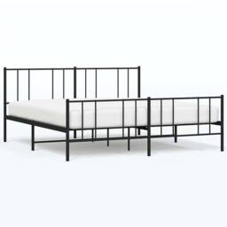 Berkfield Home Metal Bed Frame with Headboard & Footboard Black 193x203 cm - thumbnail 3