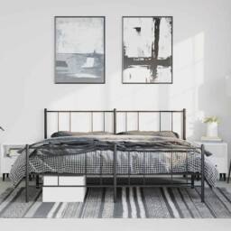 Berkfield Home Metal Bed Frame with Headboard & Footboard Black 193x203 cm - thumbnail 1