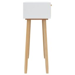 Berkfield Home Console Table White 80x30x75 cm Solid Wood Pine&Natural Rattan - Size: 80 x 30 x 75 cm - thumbnail 5