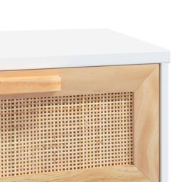 Berkfield Home Console Table White 80x30x75 cm Solid Wood Pine&Natural Rattan - Size: 80 x 30 x 75 cm - thumbnail 6