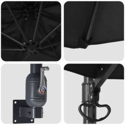 Berkfield Home Patio Umbrella Black Polyester, Powder-Coated Steel Large - thumbnail 7