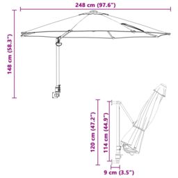 Berkfield Home Patio Umbrella Black Polyester, Powder-Coated Steel Large - thumbnail 9