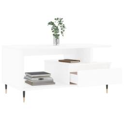 Berkfield Home Coffee Table White 90x49x45 cm Engineered Wood - Size: 90 x 49 x 45 cm - thumbnail 4