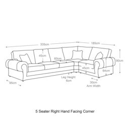 Furnishings For Less UK Large Portland Fabric & Leather Long 5 Seater L Shaped Corner Sofa Roll Arm Fullback Right Hand Facing in Beige - thumbnail 6