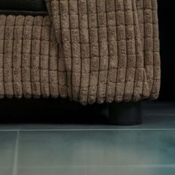 Furnishings For Less UK Large Portland Fabric & Leather Long 5 Seater L Shaped Corner Sofa Roll Arm Fullback Right Hand Facing in Beige - thumbnail 4