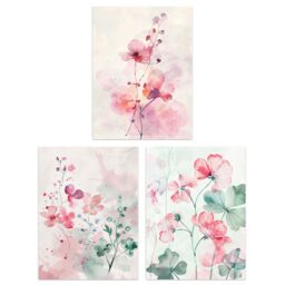 "Artery8 Set of 3 Light Watercolour Geranium Flowers 12X16"" Wall Art Prints in Light Pink - Size: A4" - thumbnail 1