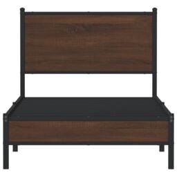 Berkfield Home Metal Bed Frame without Mattress Brown Oak 90x190 cm Single - thumbnail 5