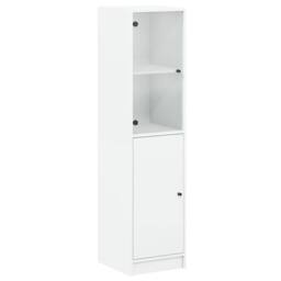 Berkfield Home Highboard with Glass Door White 35x37x142 cm - Size: 35 x 37 x 142 cm - thumbnail 3