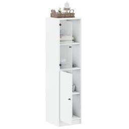 Berkfield Home Highboard with Glass Door White 35x37x142 cm - Size: 35 x 37 x 142 cm - thumbnail 5