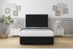 "Comfort Beds Winchester Plush Divan Base 2 Drawers - 26"" Headboard-Footboard in Black - Size: King" - thumbnail 3