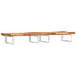 Berkfield Home Elegant Basin Shelf Wall Mounted Steel & Solid Wood Acacia in Brown - thumbnail 6