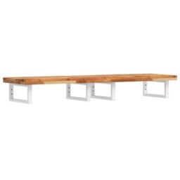 Berkfield Home Elegant Basin Shelf Wall Mounted Steel & Solid Wood Acacia in Brown - thumbnail 3