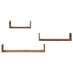 Berkfield Home Decorative Wall Shelves 3 pcs Old Wood Engineered Wood in Brown - thumbnail 4