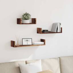 Berkfield Home Decorative Wall Shelves 3 pcs Old Wood Engineered Wood in Brown - thumbnail 1