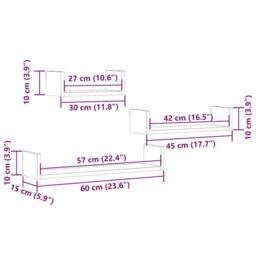 Berkfield Home Decorative Wall Shelves 3 pcs Old Wood Engineered Wood in Brown - thumbnail 9