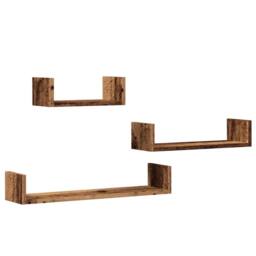 Berkfield Home Decorative Wall Shelves 3 pcs Old Wood Engineered Wood in Brown - thumbnail 3