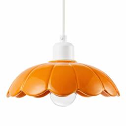 Happy Homewares Modern Orange Gloss Ceramic Pendant Light Shade with Scallop Edge - thumbnail 3