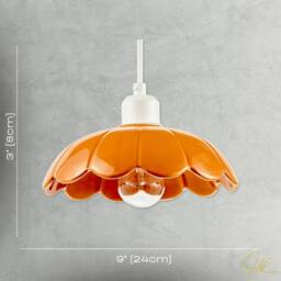 Happy Homewares Modern Orange Gloss Ceramic Pendant Light Shade with Scallop Edge - thumbnail 7