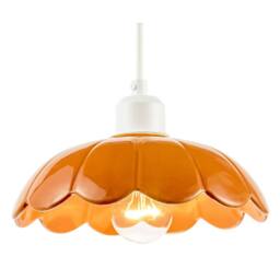 Happy Homewares Modern Orange Gloss Ceramic Pendant Light Shade with Scallop Edge - thumbnail 2