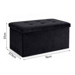 KORVIXA Black Storage Ottoman Bench 76cm Footstool with Storage Box - Size: 100 cm x 100 cm - thumbnail 2