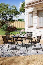 Living and Home 5Pcs Outdoor Garden Dining Table and Chairs Bistro Set in Black - thumbnail 2