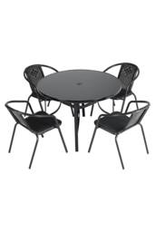 Living and Home 5Pcs Outdoor Garden Dining Table and Chairs Bistro Set in Black - thumbnail 4