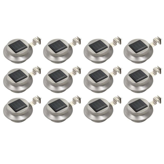 Berkfield Home Outdoor Solar Lamps 12 pcs LED Round 12 cm White in Silver - image 1