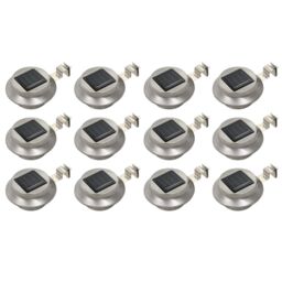 Berkfield Home Outdoor Solar Lamps 12 pcs LED Round 12 cm White in Silver