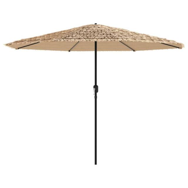 Berkfield Home Durable Garden Parasol with Steel Pole Brown 388x388x248 cm in Light Tan - Size: 388 x 388 x 248 cm - image 1
