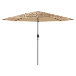 Berkfield Home Durable Garden Parasol with Steel Pole Brown 388x388x248 cm in Light Tan - Size: 388 x 388 x 248 cm - thumbnail 4