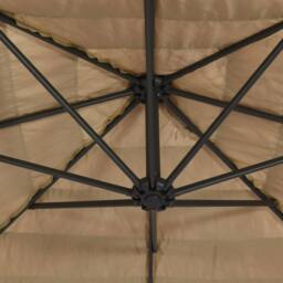 Berkfield Home Durable Garden Parasol with Steel Pole Brown 388x388x248 cm in Light Tan - Size: 388 x 388 x 248 cm - thumbnail 7